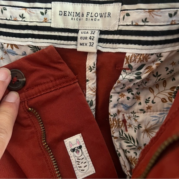 Denim & Flower Ricky Singh Burnt Orange Men’s Shorts Size 32 - Picture 5 of 5